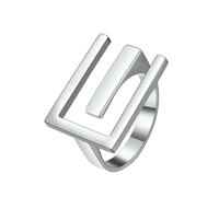 HUANGBONIG Lot de 2 bagues en acier inoxydable avec ouverture en forme de E en titane pour homme européen et américain, 9#, Métal