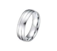 HUANGBONIG Lot de 2 bagues en acier inoxydable pour couples européens et américains, simples et capables de personnaliser en titane double couleur, No. 7, Métal