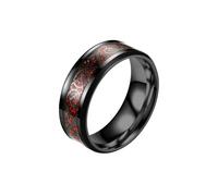 HUANGBONIG Lot de 2 bagues en acier inoxydable pour homme avec dragon, No. 7, Métal