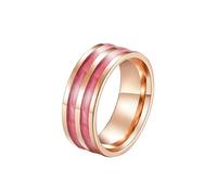 HUANGBONIG Lot de 2 bagues en acier titane avec colle en or rose pour femme, 6#, Métal