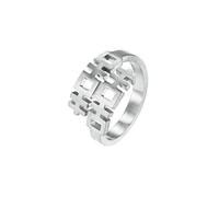 HUANGBONIG Lot de 2 bagues géométriques en acier titane double bonheur national vent pour homme art rétro, 10#, Métal