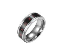 HUANGBONIG Lot de 2 bagues géométriques en acier titane pour la température littéraire rétro, 9#, Métal