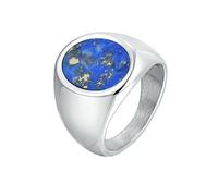 HUANGBONIG Lot de 2 bagues noires en acier inoxydable avec inscription « LS lazuli » en acier inoxydable, US Code No.7, Métal