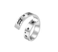 HUANGBONIG Lot de 2 bagues ouvertes en acier titane avec douze constellations polies pour homme et femme en Europe et en Amérique, Métal