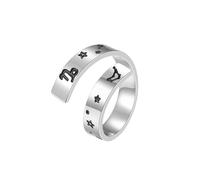 HUANGBONIG Lot de 2 bagues ouvertes en acier titane avec douze constellations polies pour homme et femme en Europe et en Amérique, Métal
