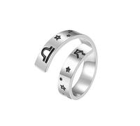 HUANGBONIG Lot de 2 bagues ouvertes en acier titane avec douze constellations polies pour homme et femme en Europe et en Amérique, Métal