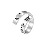 HUANGBONIG Lot de 2 bagues ouvertes en acier titane avec douze constellations polies pour homme et femme en Europe et en Amérique, Métal