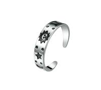 HUANGBONIG Lot de 2 bagues réglables en acier titane avec visage souriant et soleil, 7#, Métal