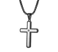 HUANGBONIG Pendentif croix en acier inoxydable zircon entre bijoux électriques noirs européens et américains., Métal