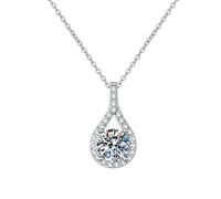 HUANGBONIG Pendentif en argent pur avec diamant Mosan en forme de larmes d'ange pour femme. Bijou simple., Métal