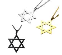 HUANGBONIG Pendentif en forme d'étoile à six branches creux en acier inoxydable pour homme européen et américain, Métal