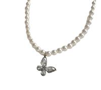 HUANGBONIG WN14639C Pendentif papillon en forme de cœur pour femme Motif minorité française rétro simple exquis