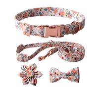 HUANGGG Collier pour chien + laisse + cravate orné d'un nœud en forme de fleur - Convient à tous les propriétaires d'animaux à la recherche de mode et de durabilité