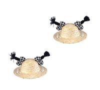HUANGGG Lot de 2 chapeaux de paille pour chats et chiens avec sangle réglable