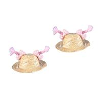 HUANGGG Lot de 2 chapeaux de paille pour chats et chiens avec sangle réglable