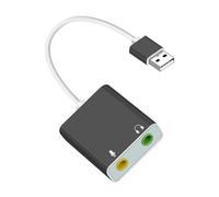 HUANGING Adaptateur son USB, carte son externe pour PC et ordinateur portable, adaptateur de microphones USB vers 3,5 mm pour casque et haut-parleur