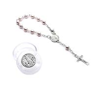 HUANGING Chaîne de doigt en perles de verre avec croix catholique, chapelet, baptême, communion, prière, fête, bijoux croix pour homme, One Size, Comme décrit, Comme décrit.