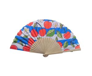 HUANGING Éventail à main en bois espagnol sur le thème des cerises et des citrons - 23 cm - Pour soirées dansantes, spectacles de scène et décoration murale