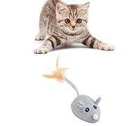 HUANGING Jouet interactif pour souris en mouvement automatique avec queue de plume, jouets d'exercice pour chaton intérieur ou extérieur électrique interactif électronique pour chats d'intérieur