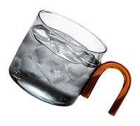 HUANGING Tasse à café élégante à une seule couche - Verre transparent décoratif avec poignée - Verre borosilicate - Récipient à boissons sans danger pour la santé
