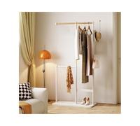 Huangj-0527 Chapeaux Porte-Manteau de Plancher en Bois Massif, Cintre d'angle de Garde-Robe de Chambre à Coucher, Porte-vêtements d'intérieur de Salon Assemblage Facile(Blanc)