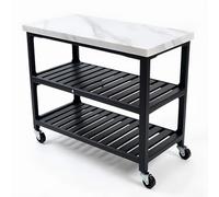 Huangj-0527 Îlot de Cuisine avec Rangement Chariot Utilitaire en métal à 3 Niveaux avec Plateau et Roues Pierre for îlot de Cuisine Roulant