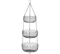 Huangj-0527 Panier à fruits et légumes suspendu 3 niveaux, support de panier en fer, décor d'économie stockage, noir Corbeille à fruits