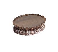 Huangj-0527 Socle pour Bonsai Base de Lotus Ovale en Bois, décoration Artisanale Relief, piédestal for vases et Services à thé Support pour Pots(Petit)