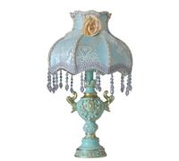 huanglyc-232 Lampe de chevet victorienne classique, abat-jour en tissu de cour française, table de chevet de chambre à coucher à fleurs vintage Décoration de table