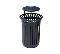 huanglyc-232 Poubelle, Poubelle d'extérieur ajourée de grande capacité avec cendrier en métal 50 L, Poubelles extérieures(Noir)