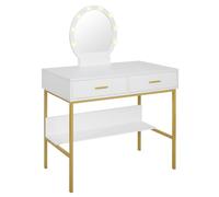 huanglyc-232 Table Maquillage Rangement Coiffeuse de Maquillage Blanche à 2 tiroirs, Coiffeuse avec Miroir, Organisateur, étagère Rangement, commodes for Chambre Coucher