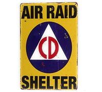 Huangnn Plaque en métal Air Raid Shelter, panneau d'abri, panneau d'abri Fallout Shelter rétro décoration murale maison, bar, pub, café, 20,3 x 30,5 cm