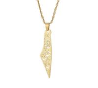 Huangshan Israel Palestine Map Pendant Necklace Stainless Steel Country Geography Chain for Women Jewelry (Model 9)
