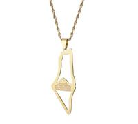 Huangshan Israel Palestine Map Pendant Necklace Stainless Steel Country Geography Chain for Women Jewelry (Model 3)