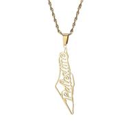 Huangshan Israel Palestine Map Pendant Necklace Stainless Steel Country Geography Chain for Women Jewelry (Model 5)