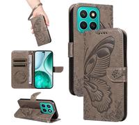 HUANGTAOLI Coque pour Honor X8C 4G, béquille et porte-cartes - Protection à 360 degrés - Antichoc - En cuir PU - Fermeture magnétique - Flexible et pliable - Gris