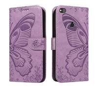 HUANGTAOLI Coque pour Huawei P8 Lite 2017, Béquille et Porte-cartes, Protection à 360 Degrés Antichoc PU Cuir Fermeture Magnétique Wallet Phone Case Souple et Pliable Violet