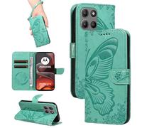 HUANGTAOLI Coque pour Motorola Moto G15, avec béquille et porte-cartes - Protection à 360 degrés - Antichoc - En cuir synthétique - Fermeture magnétique - Flexible et pliable - Vert