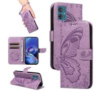 HUANGTAOLI Coque pour Motorola Moto G54 5G, béquille et porte-cartes - Protection à 360 degrés - Antichoc - En cuir synthétique - Fermeture magnétique - Flexible et pliable - Violet