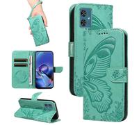 HUANGTAOLI Coque pour Motorola Moto G54 5G, béquille et porte-cartes - Protection à 360 degrés - Antichoc - En cuir synthétique - Fermeture magnétique - Flexible et pliable - Vert