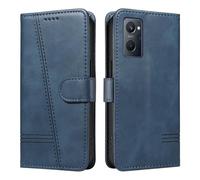 HUANGTAOLI Étui à rabat pour OPPO A76 4G - Protection à 360 degrés - Antichoc - Cuir PU - Avec béquille et 3 emplacements pour cartes - Bleu