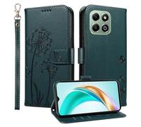 HUANGTAOLI Étui portefeuille pour Honor X6A 4G, béquille et 3 emplacements pour cartes, protection à 360 degrés, résistant aux chocs, fermeture magnétique, bleu
