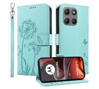 HUANGTAOLI Étui portefeuille pour Motorola Moto G15, béquille et 3 emplacements pour cartes, protection à 360 degrés, résistant aux chocs, fermeture magnétique, rabat - Vert