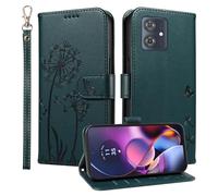 HUANGTAOLI Étui portefeuille pour Motorola Moto G54 5G, béquille et 3 emplacements pour cartes, protection à 360 degrés, résistant aux chocs, fermeture magnétique, bleu