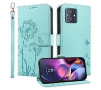 HUANGTAOLI Étui portefeuille pour Motorola Moto G54 5G, béquille et 3 emplacements pour cartes, protection à 360 degrés, résistant aux chocs, fermeture magnétique, rabat - Vert