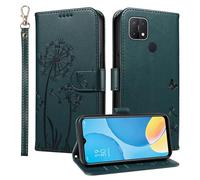 HUANGTAOLI Étui portefeuille pour OPPO A15, béquille et 3 emplacements pour cartes, protection à 360 degrés, résistant aux chocs, fermeture magnétique, bleu