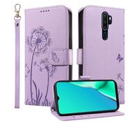 HUANGTAOLI Étui portefeuille pour OPPO A9 2020, béquille et 3 emplacements pour cartes, protection à 360 degrés, résistant aux chocs, fermeture magnétique, violet