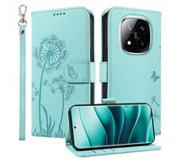HUANGTAOLI Étui portefeuille pour POCO X7, béquille et 3 emplacements pour cartes, protection à 360 degrés, résistant aux chocs, fermeture magnétique, rabat - Vert