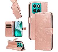 HUANGTAOLI Étui pour Honor X8C 4G, porte-cartes et trépied, protection à 360 degrés et absorbe les chocs, portefeuille en cuir Slim Fit et flexible Cover, Rose Gold