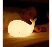 HuangWeida Veilleuse LED 7 Couleurs pour Bebe, Fille, Garcon, Adulte Rechargeable - Kawaii Deco Chambre Lampe Chevet Silicone Tactile - Cadeau Enfant (Whale)